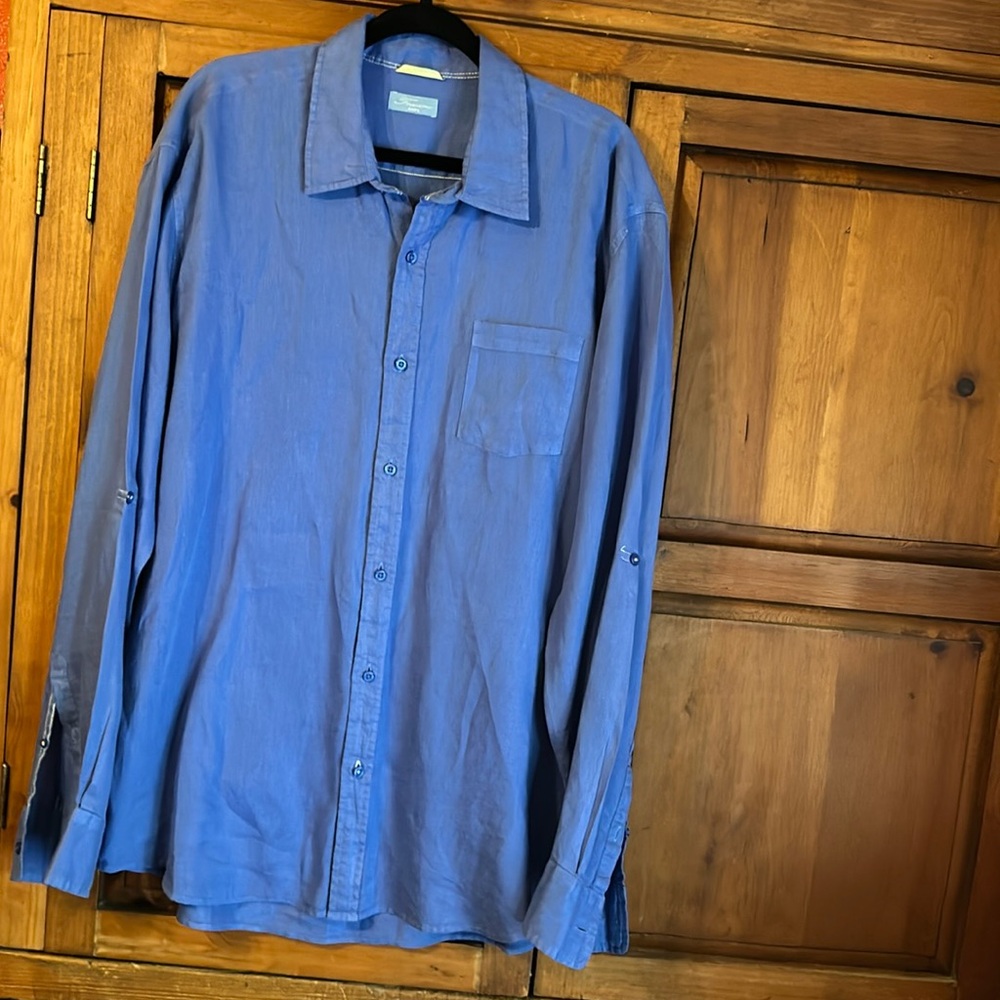 Toscano aqua men’s long sleeve shirt. Size XXL.